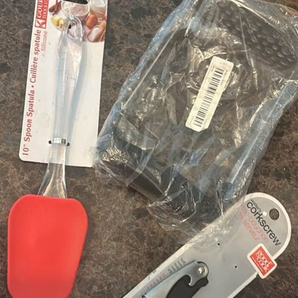 Kitchen Utensil Set with Silicone Spatula, Corkscrew, and Potato Masher
